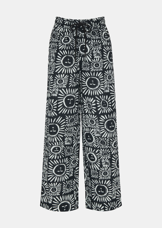 Black and White Sunman Print Trouser