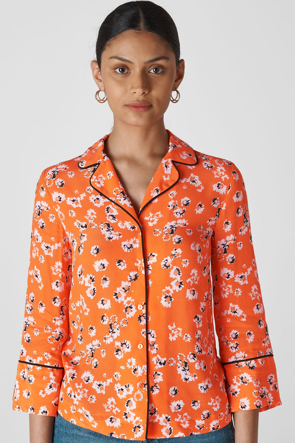 Digital Daisy Pyjama Shirt Flame/Multi