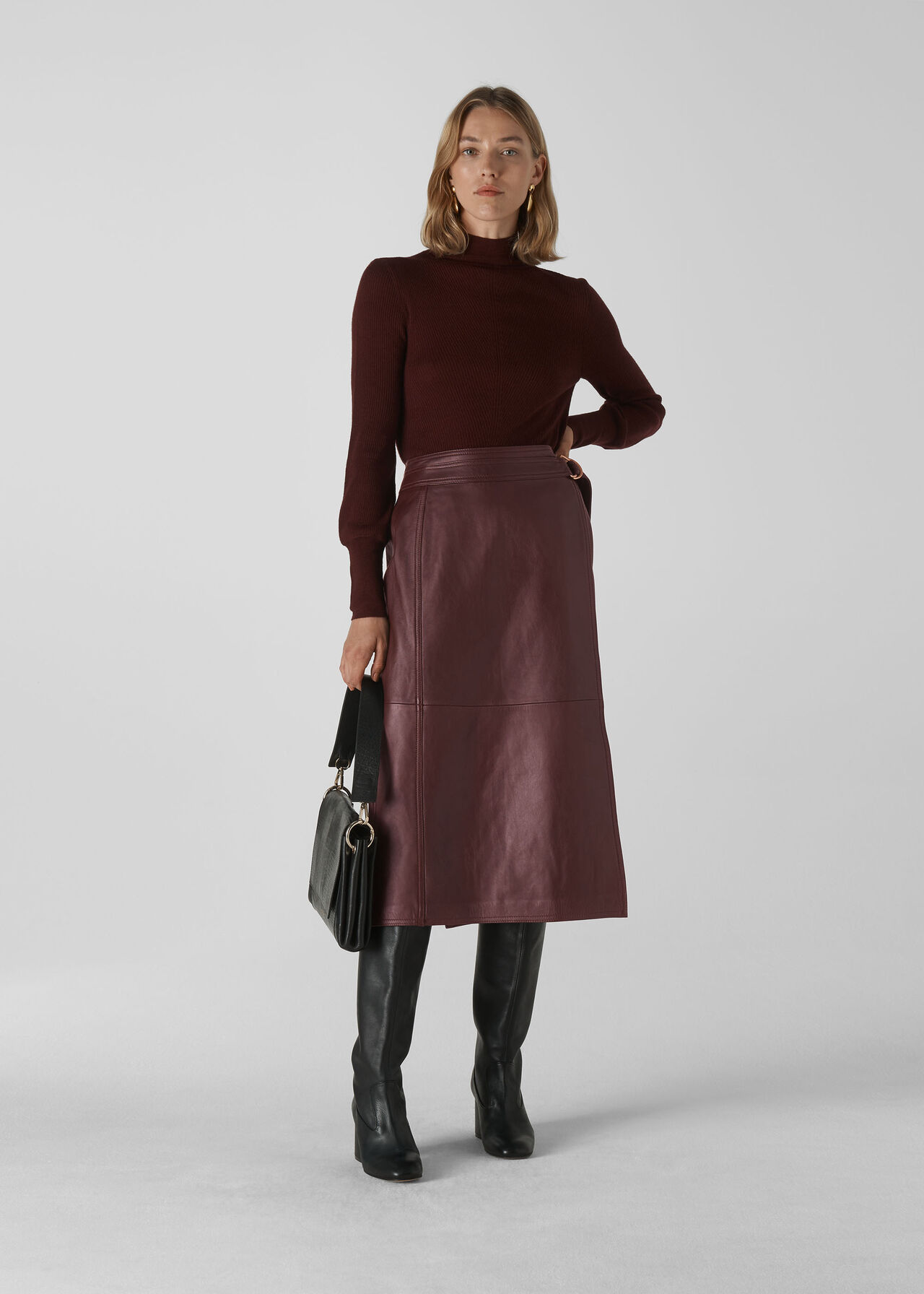 Selina Leather Wrap Skirt