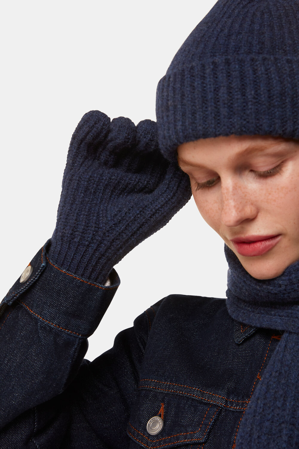 Navy Lambswool Gloves
