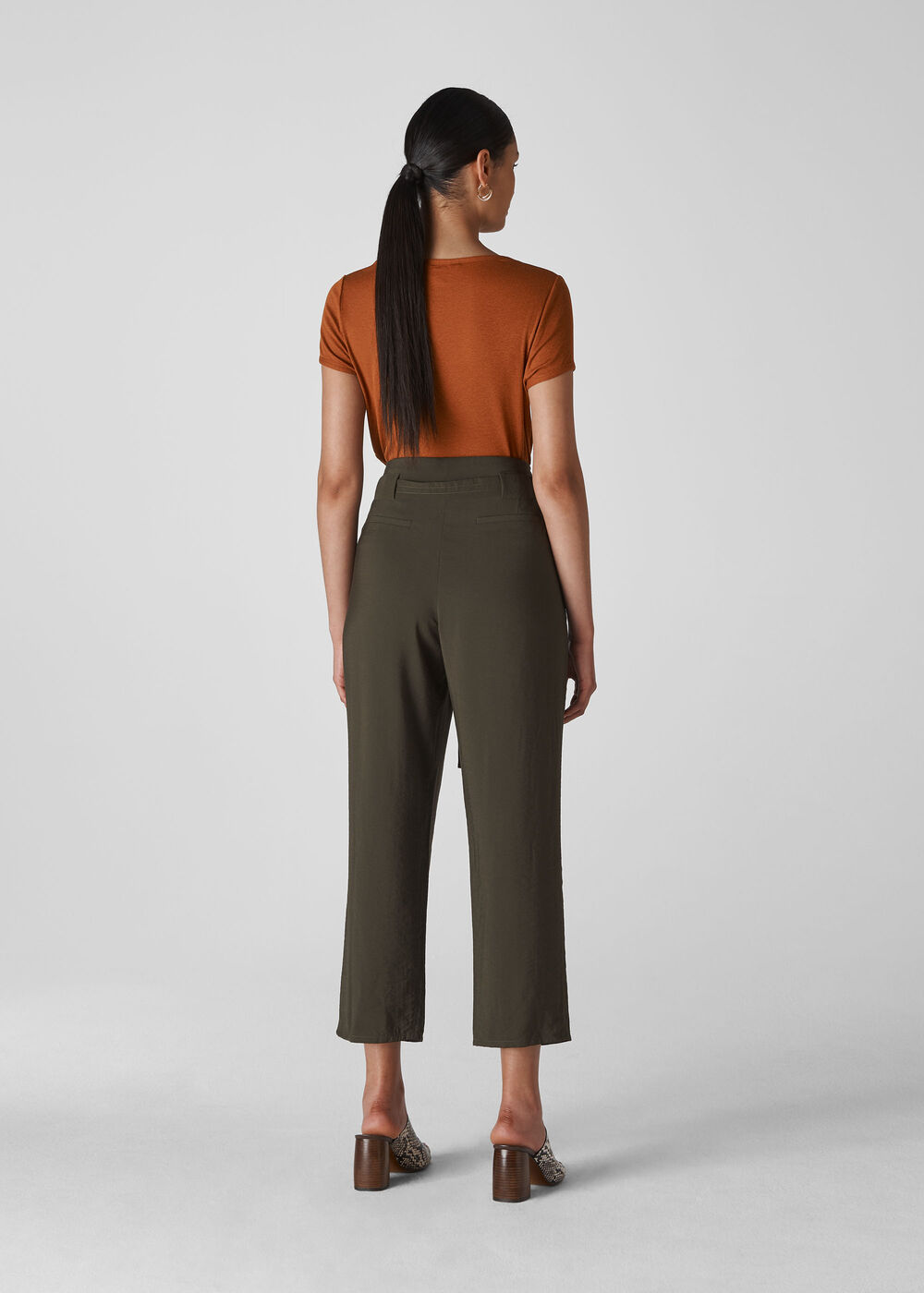 Fine Rib Scoop Neck T Shirt Rust