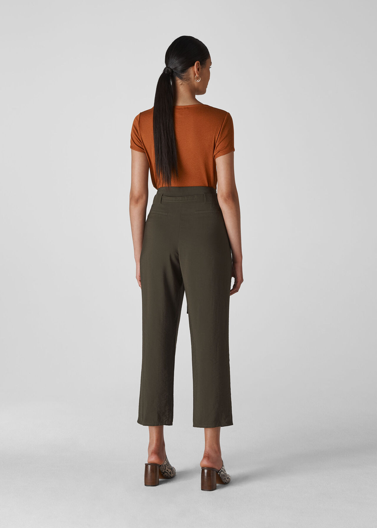Fine Rib Scoop Neck T Shirt Rust