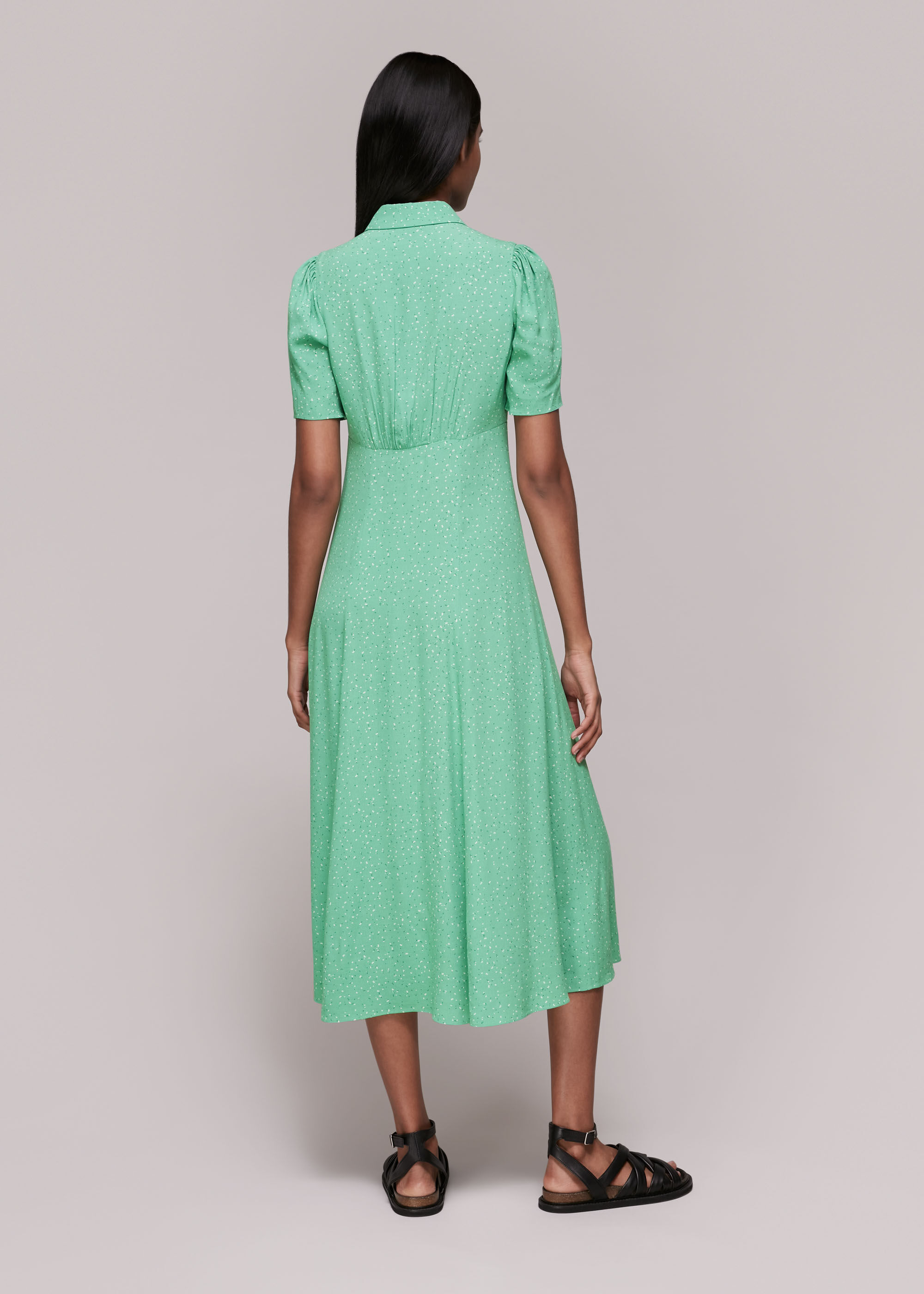 Green Multi Scattered Bloom Midi Dress WHISTLES