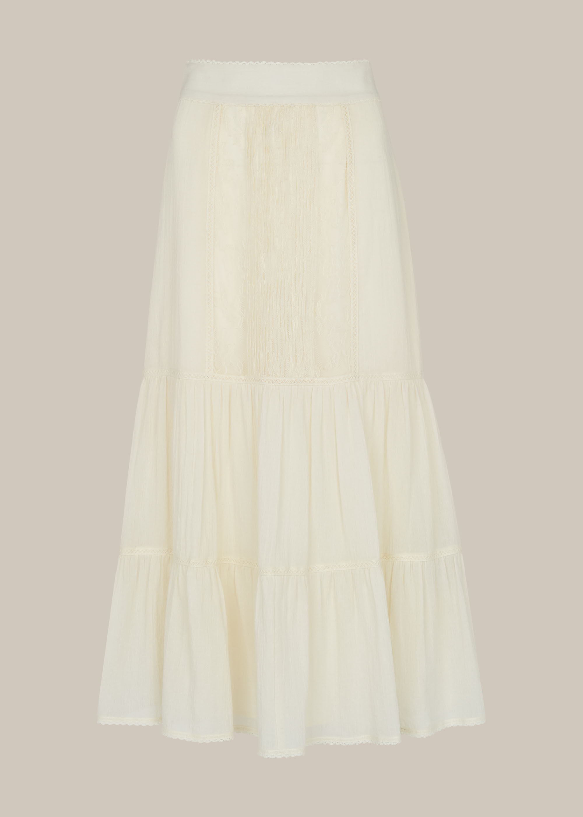 Ivory Mixed Lace Frill Skirt | WHISTLES | Whistles US |