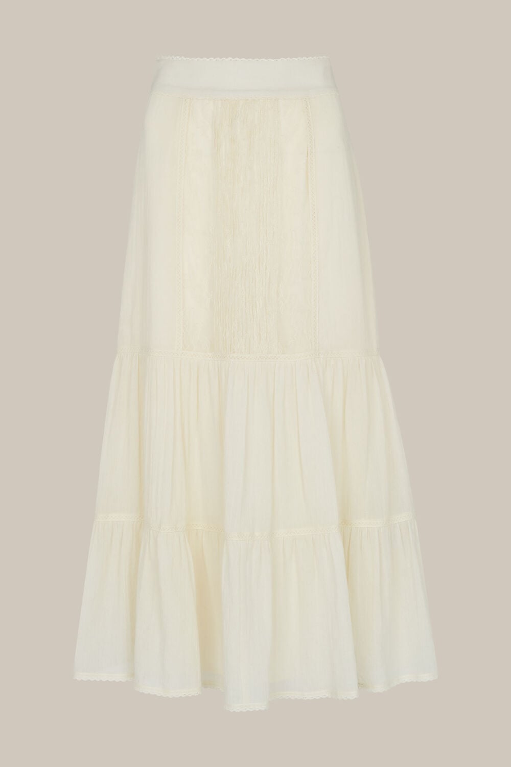 Mixed Lace Frill Skirt Ivory