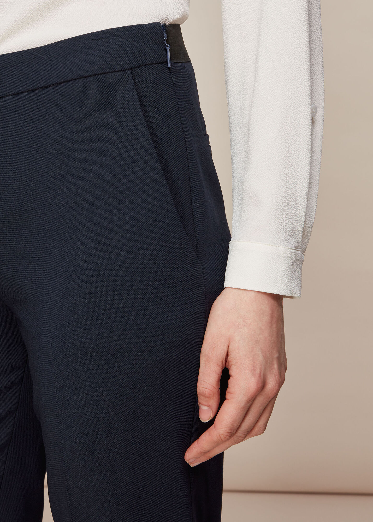 Navy Buttoned Waist Trouser main image 0