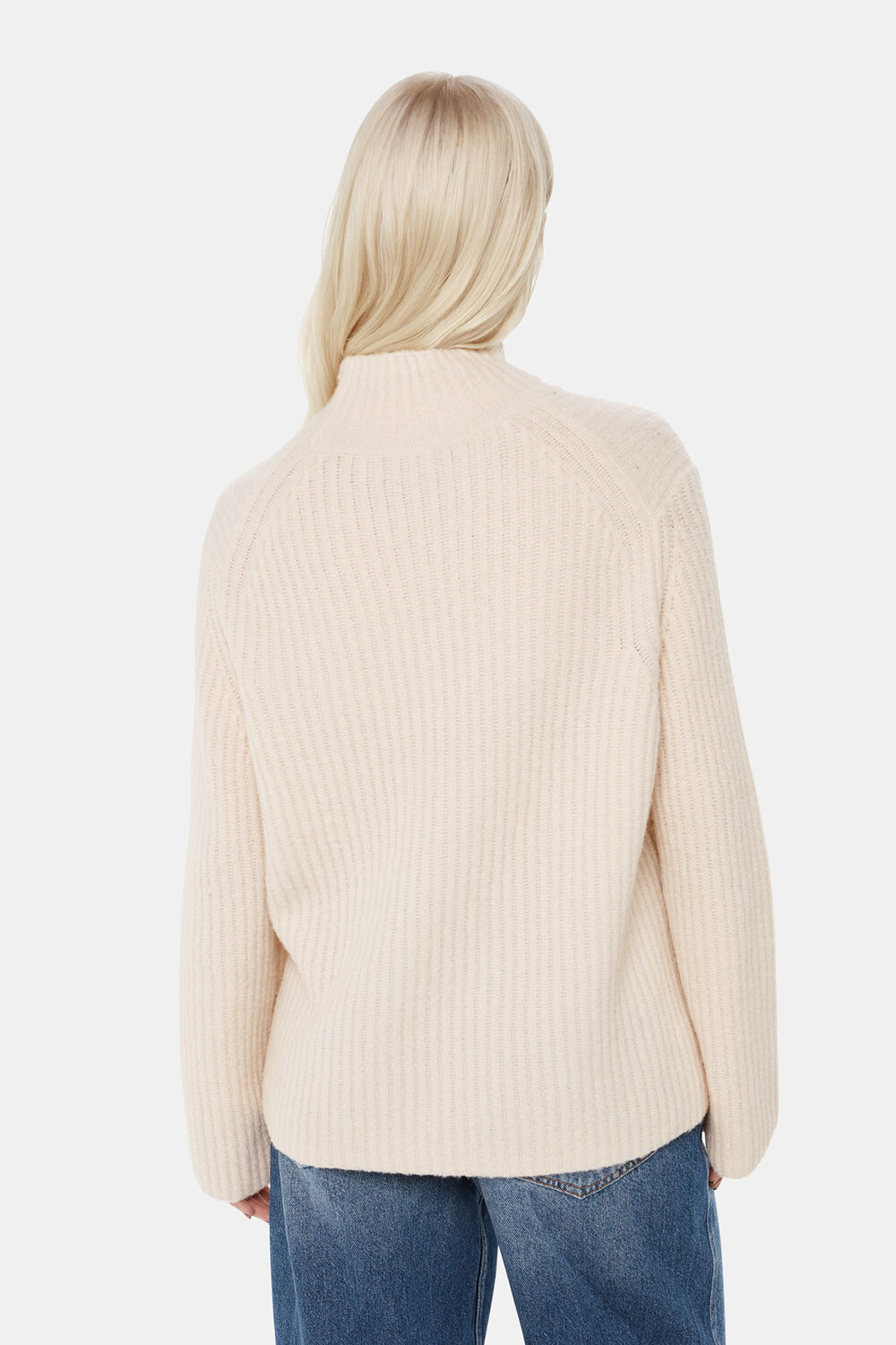 Ivory Petite Wool Mix Rib Funnel Neck