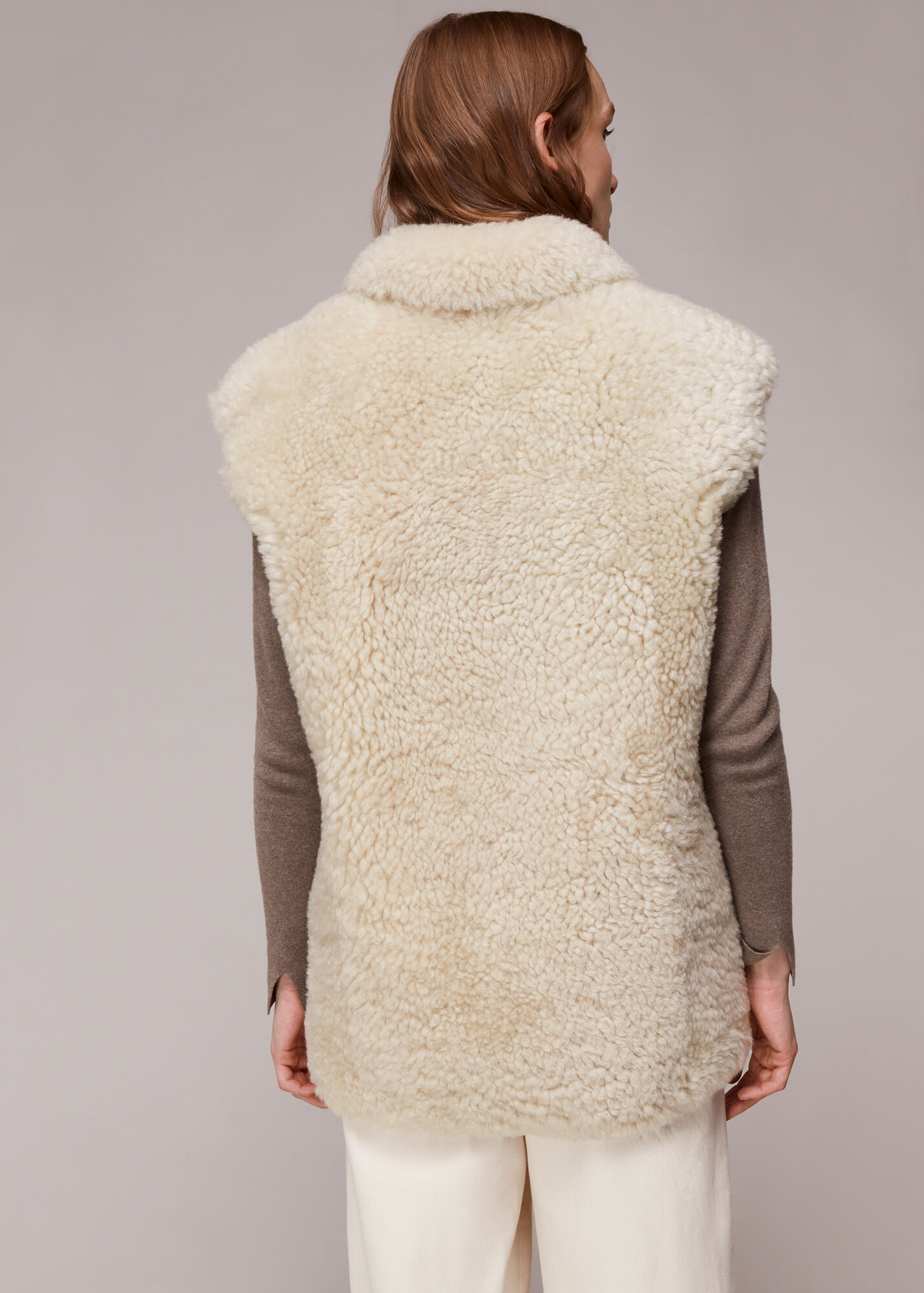 Ivory Iris Shearling Gilet WHISTLES Whistles UK