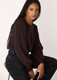 Leopard Shirred Cuff Blouse