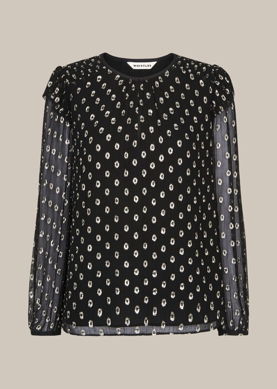 Black Metallic Dobby Sophia Top
