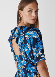 Josephine Print Wrap Dress Blue/Multi