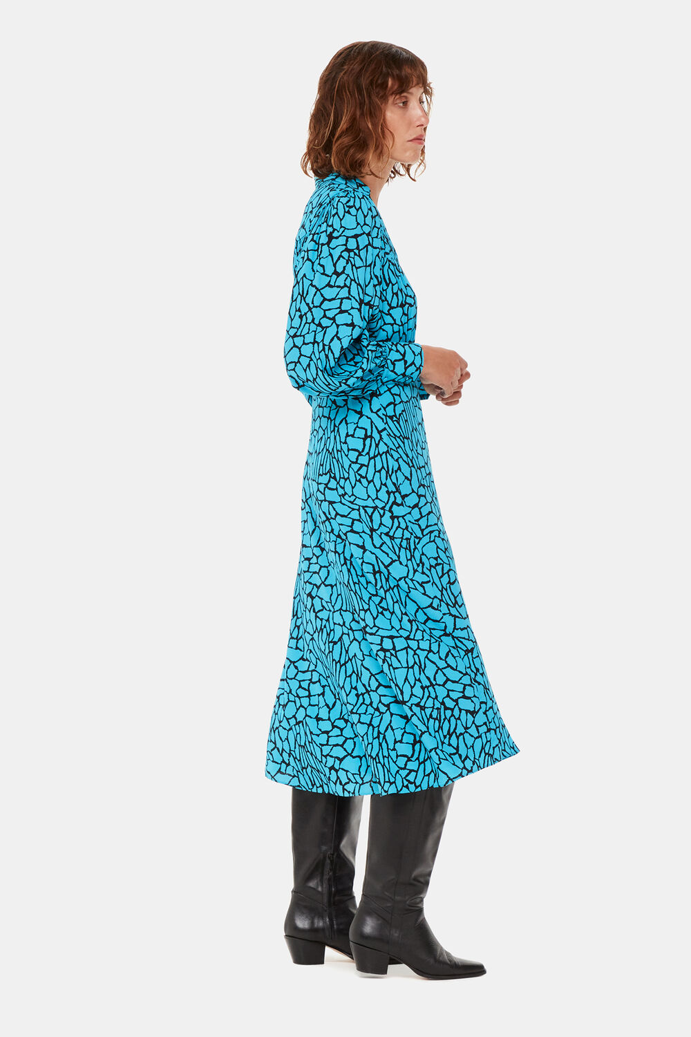 Blue Terrazzo Print Midi Dress