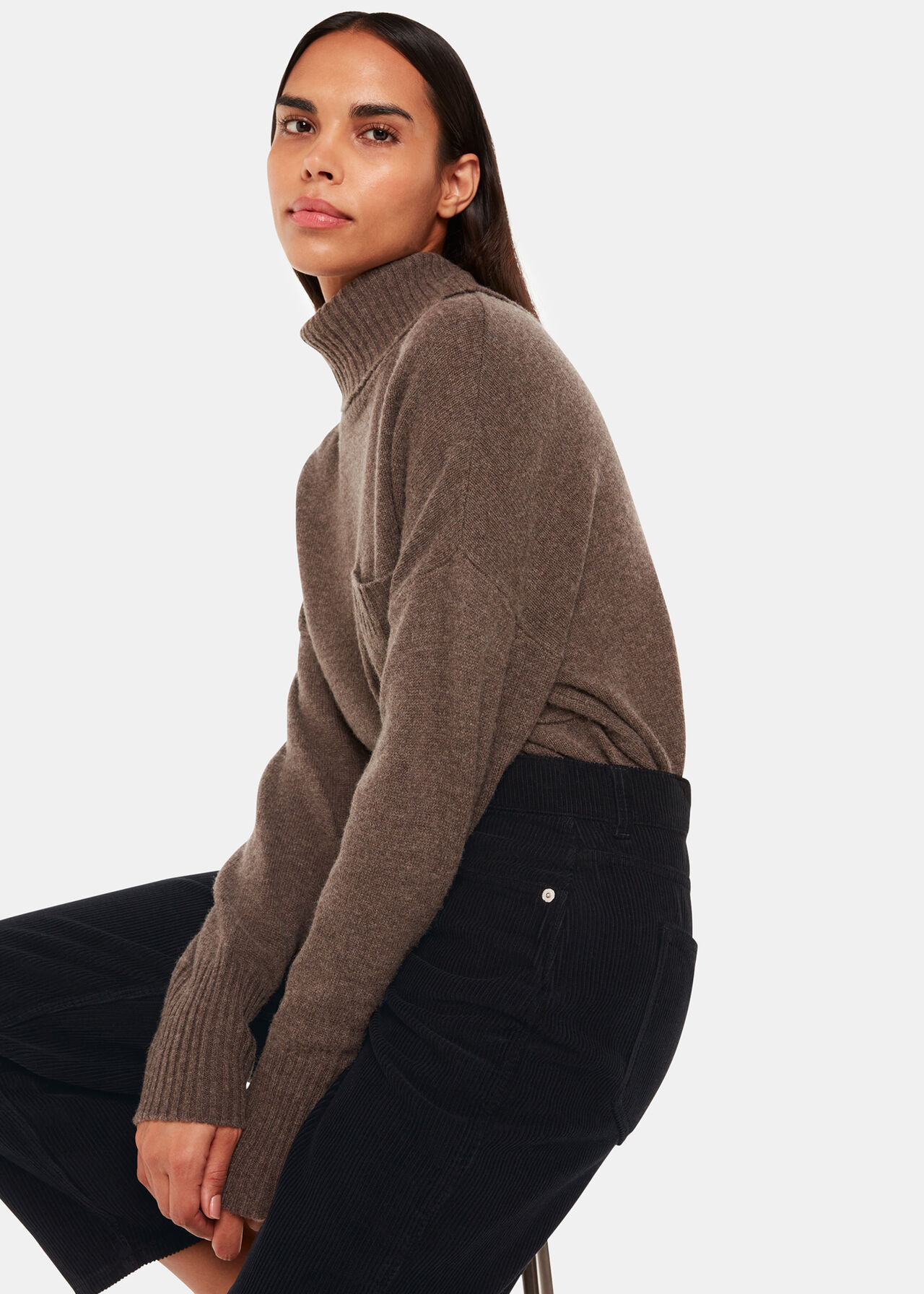 High Waist Cord Barrel Jean