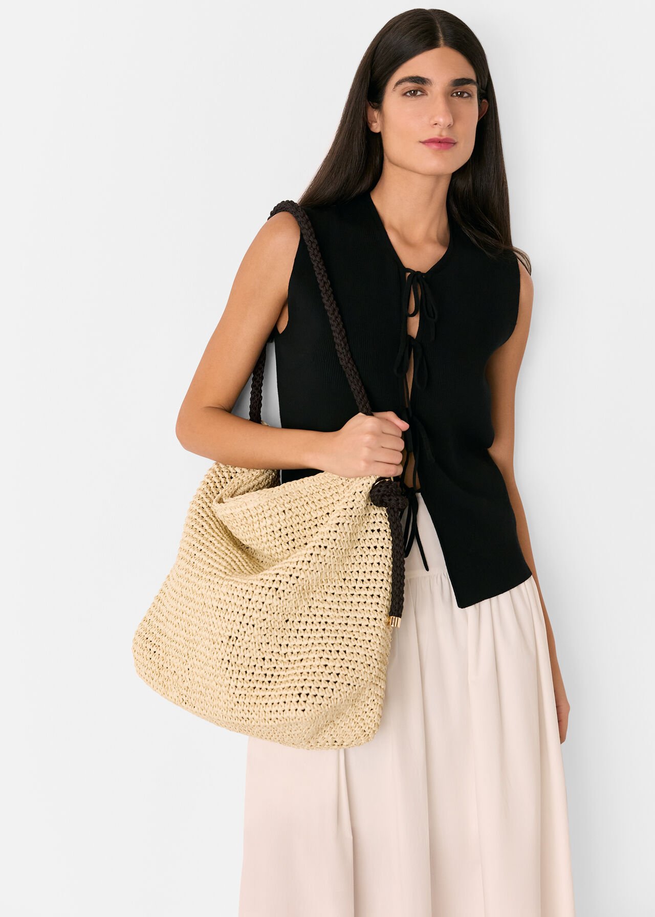 Attie Rope Handle Straw Tote