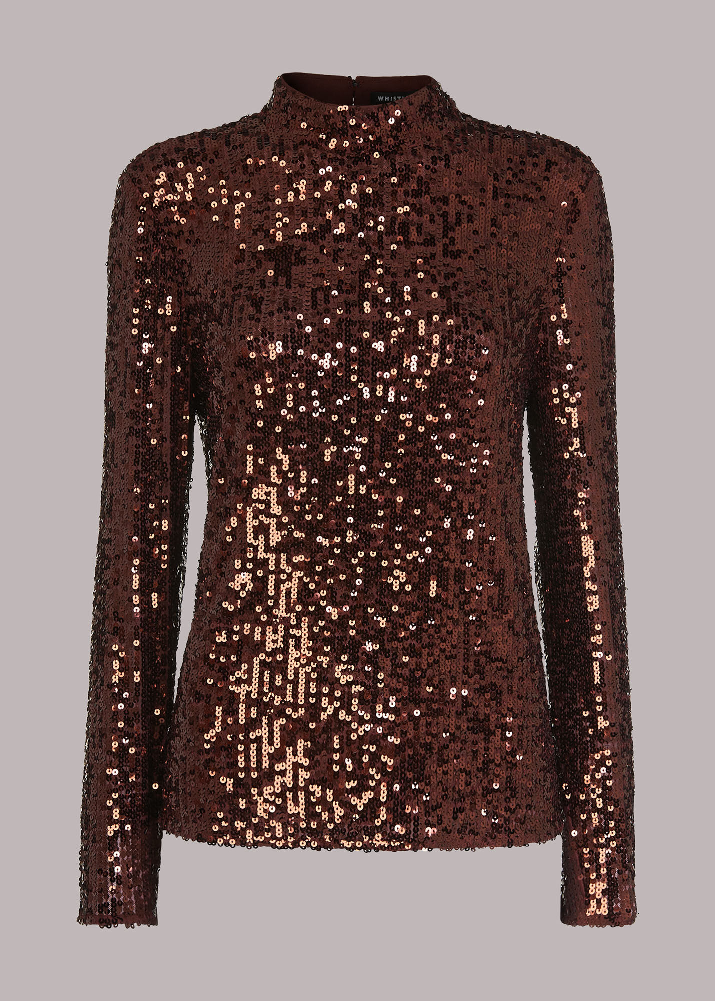 High neck outlet sequin top