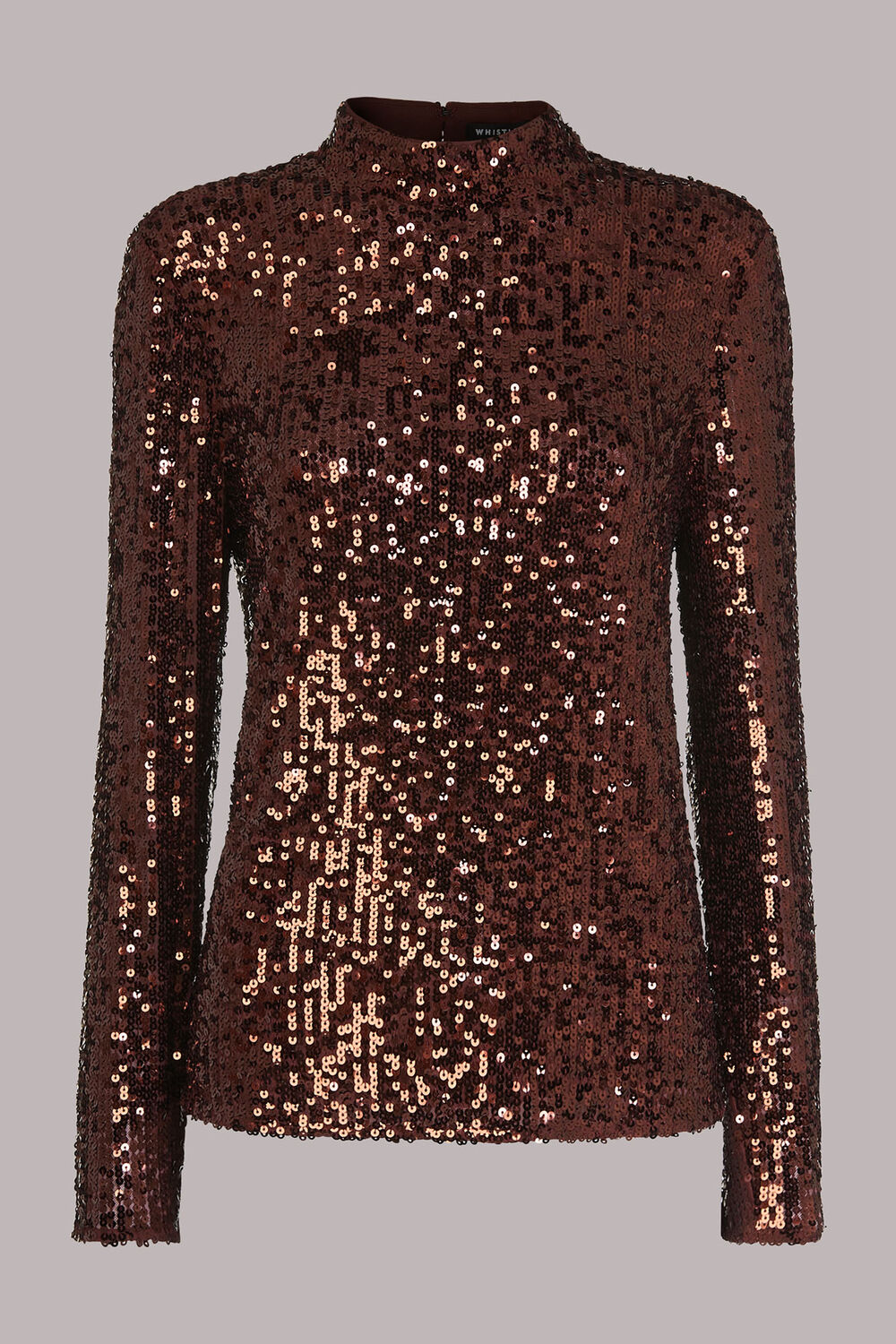 Chocolate High Neck Sequin Top