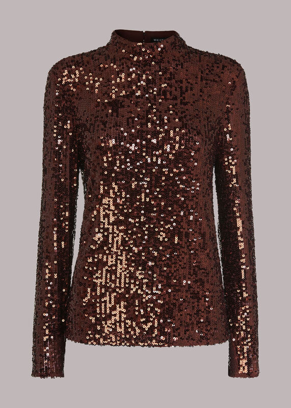 High Neck Sequin Top
