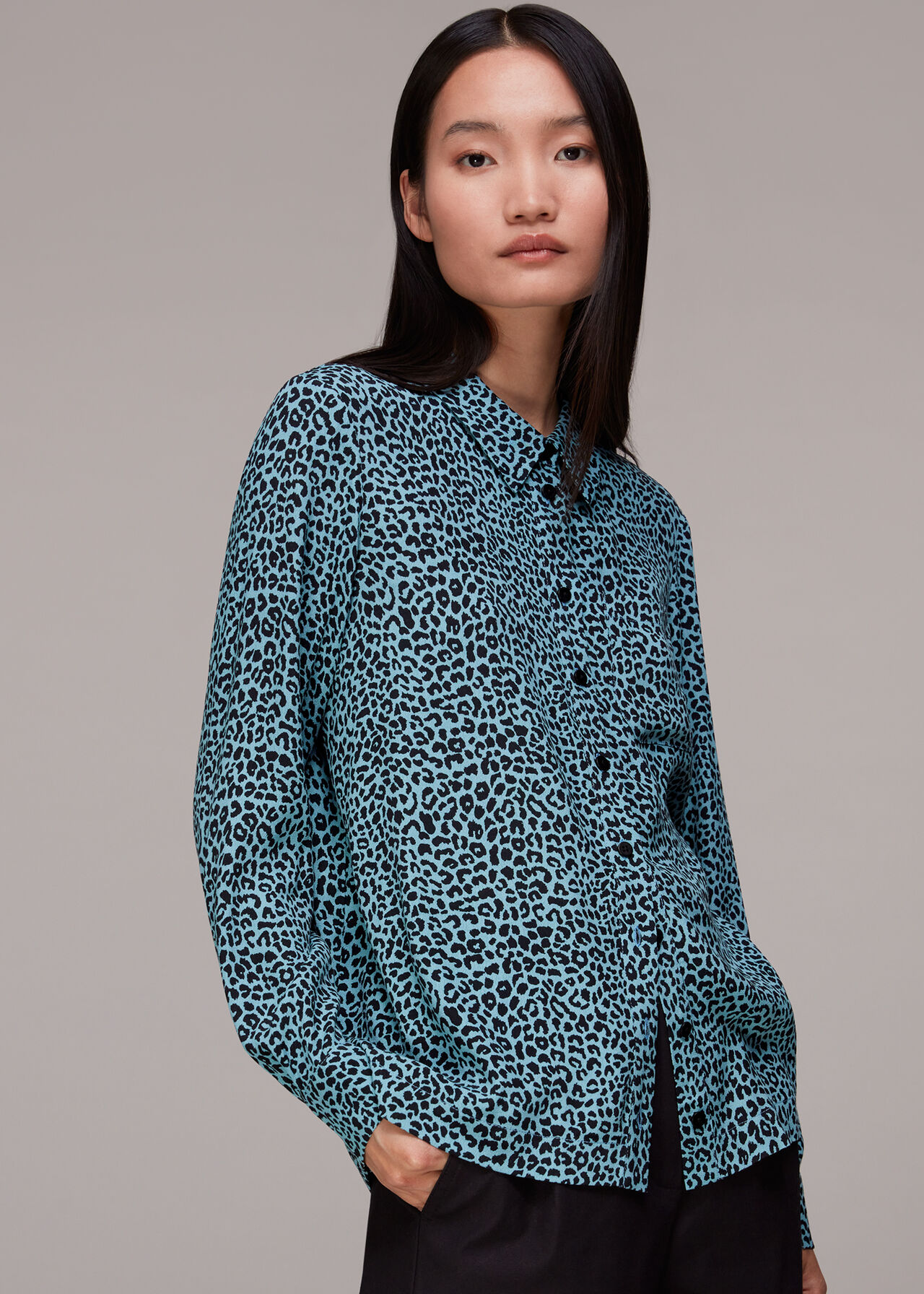 Contrast Leopard Print Shirt