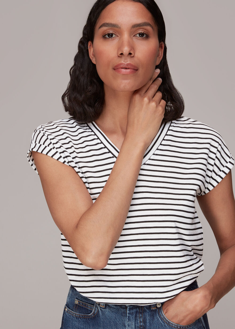 Willa Stripe V Neck Tee