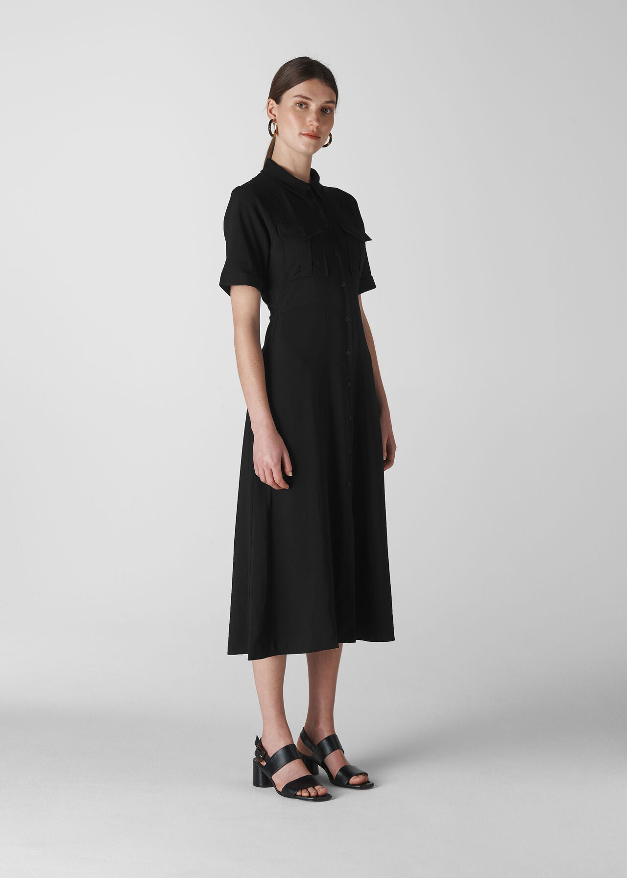 Maria Pocket Longline Dress Black