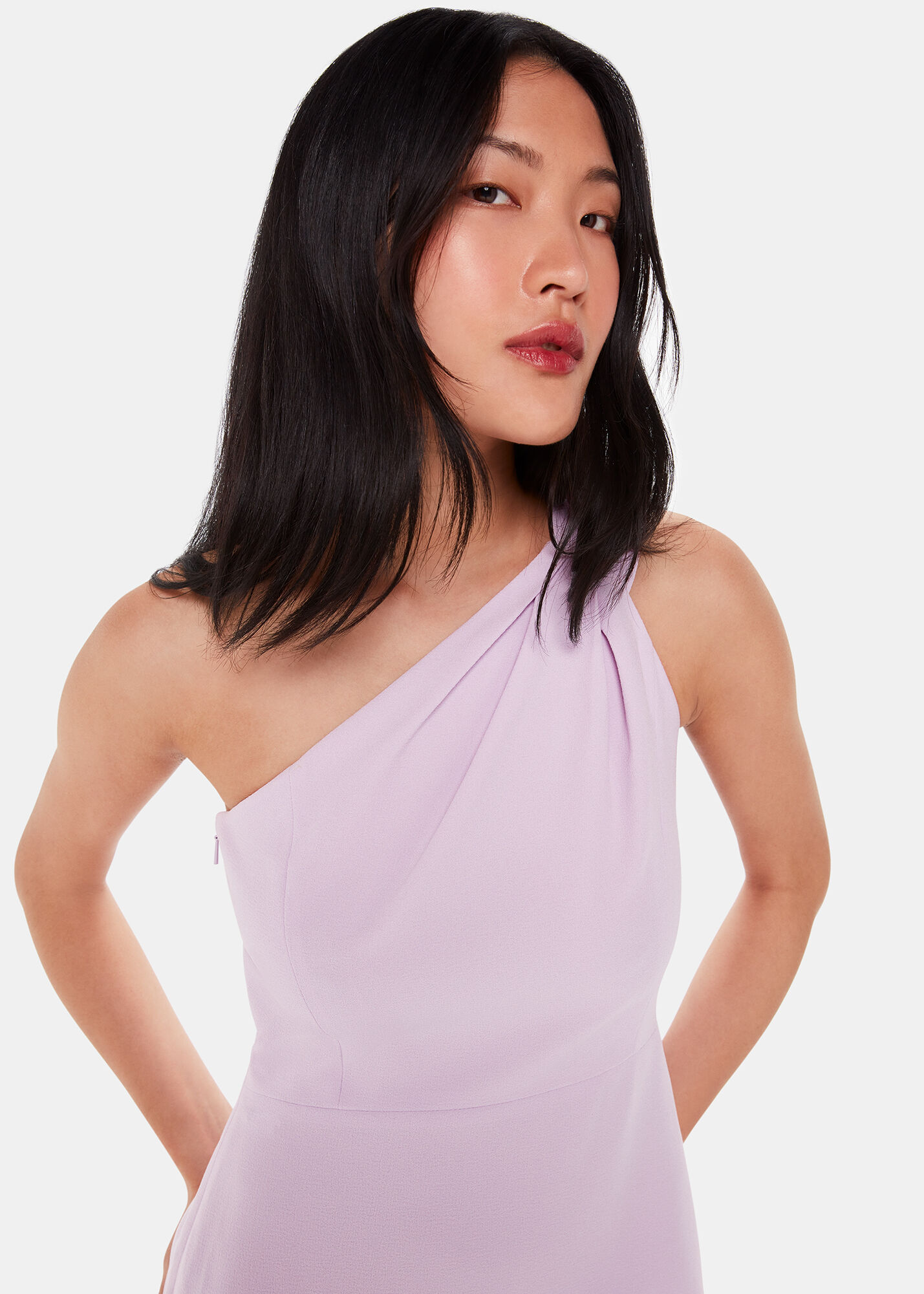 Lilac one outlet shoulder dress
