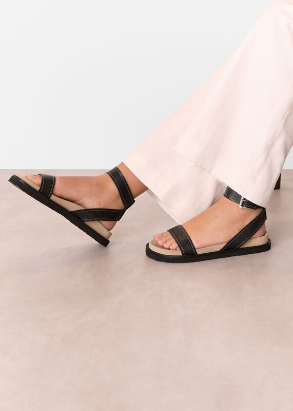Black Ottie Contrast Stitch Sandal