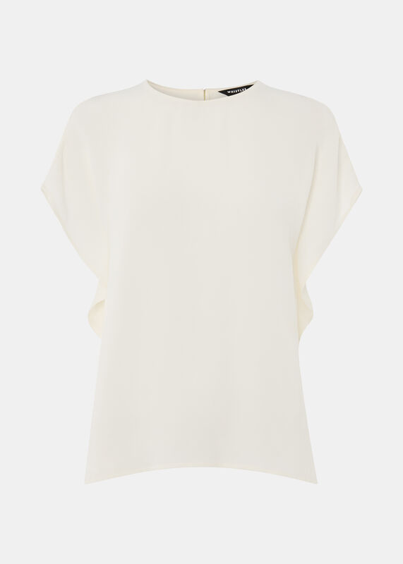 Ivory Short Sleeve Crepe Shell Top