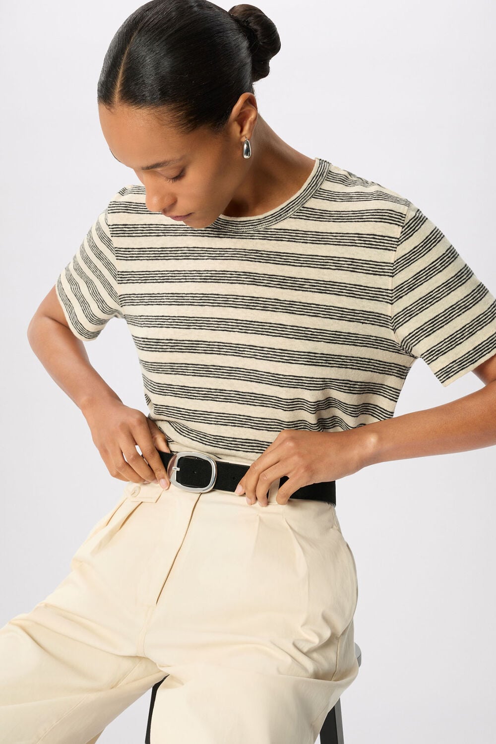 Yellow Stripe Linen T-Shirt