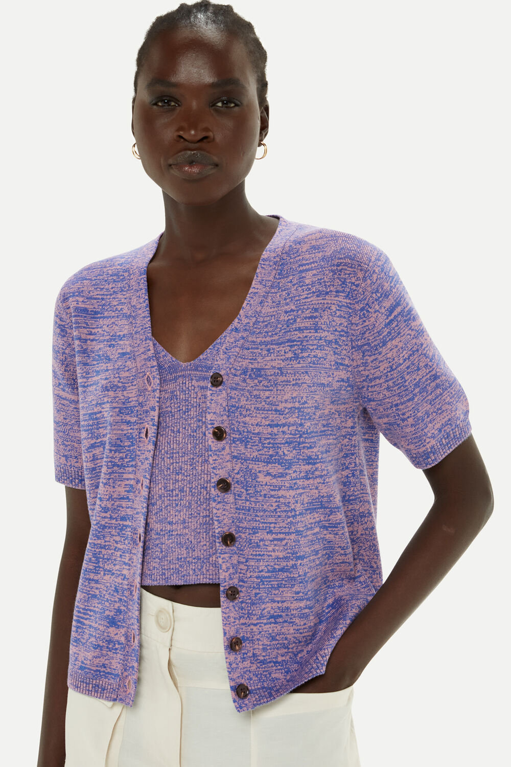 Short Sleeve Twist Cardigan