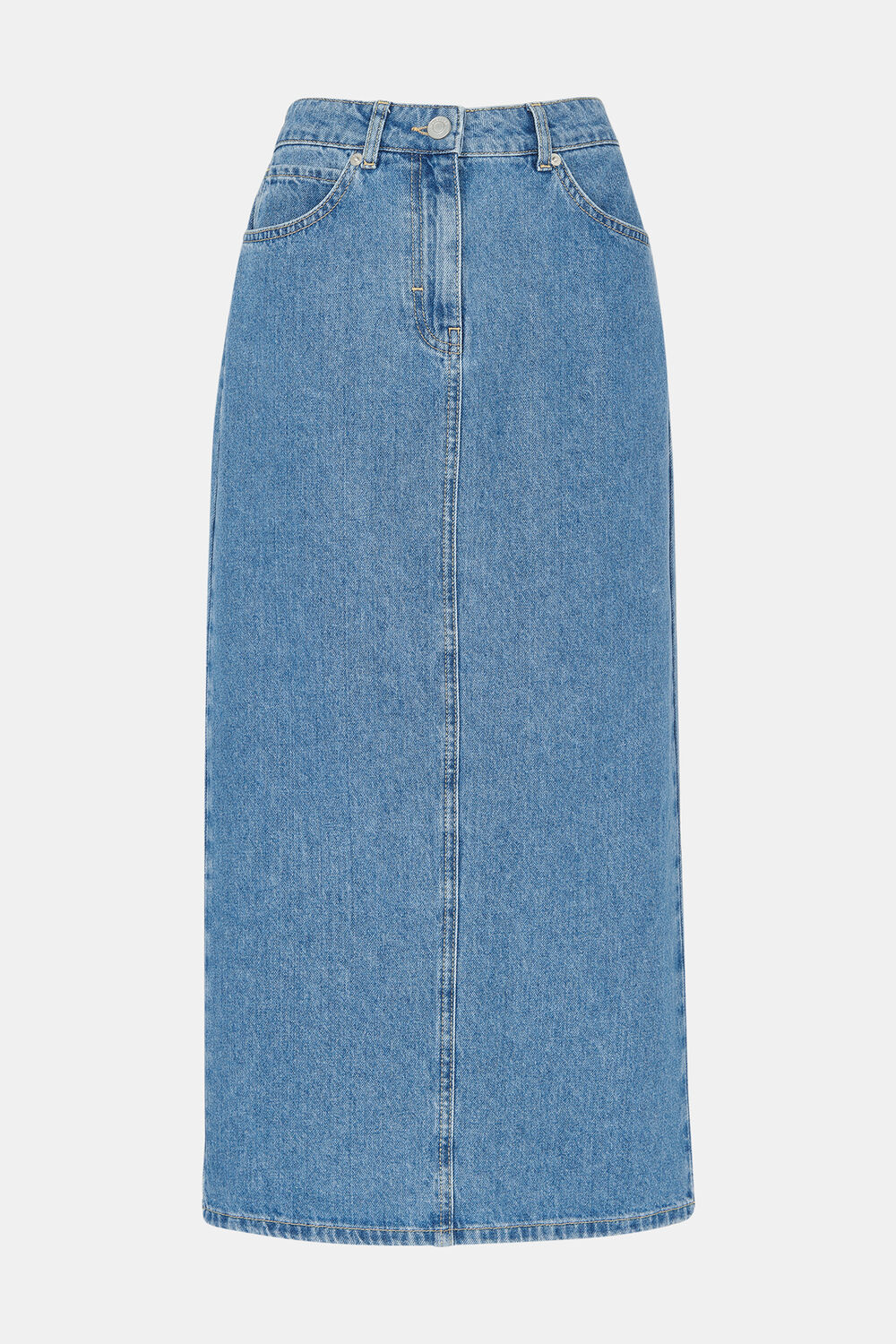 Straight Denim Midi Skirt