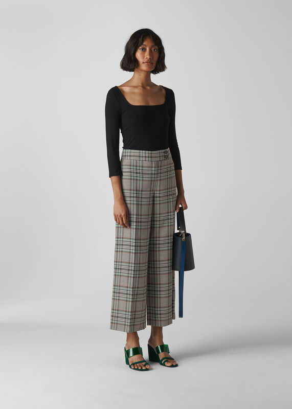 Cara Check Wide Leg Trouser