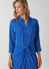 Abstract Spot Selma Tie Dress Blue/Multi