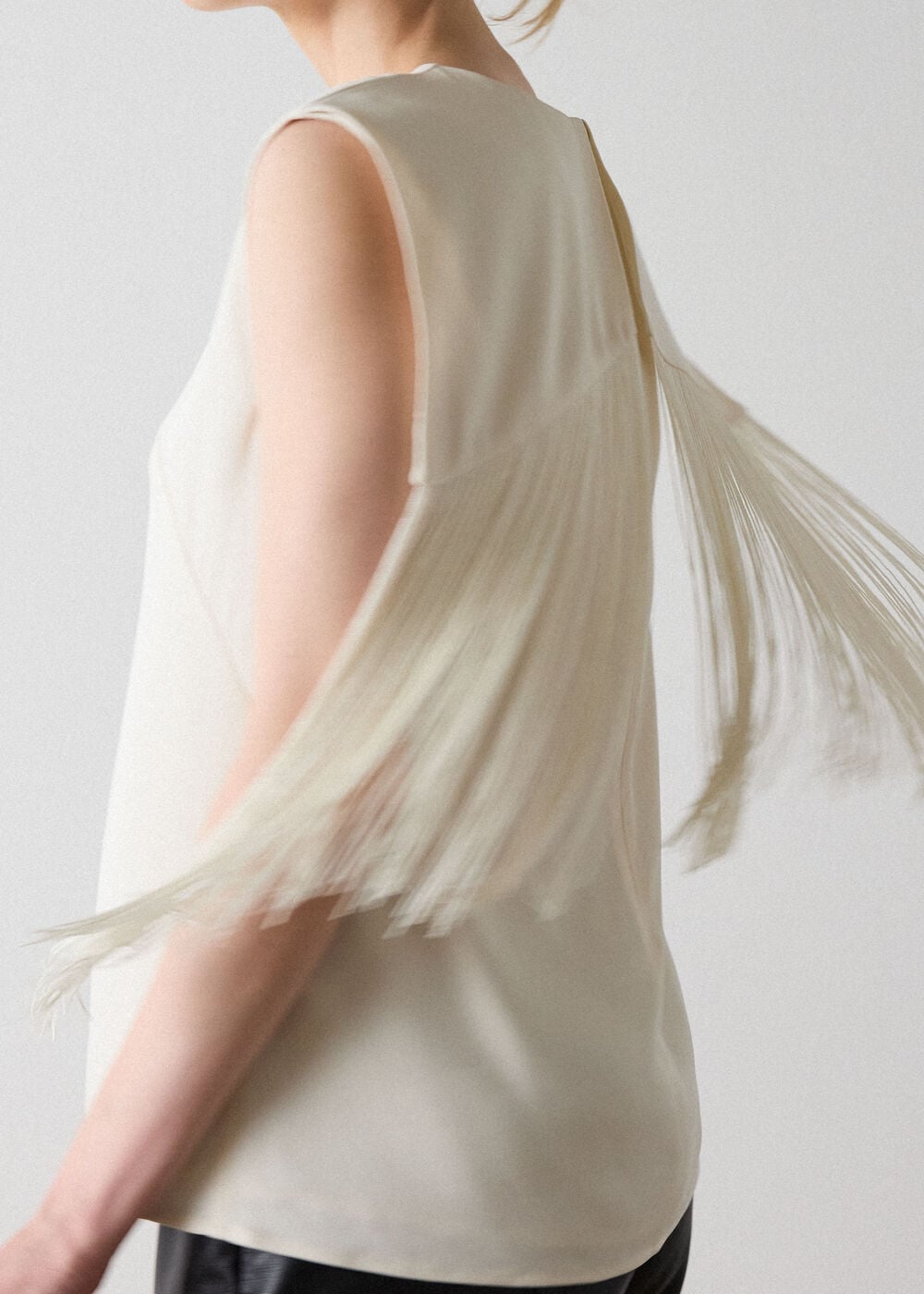 Ivory Fringe Back Sleeveless Top