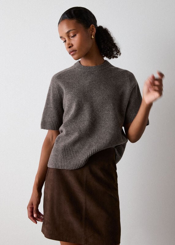 Neutral Wool Knitted Tee