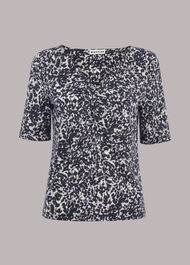 Smudge Leopard V Neck Tee