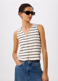 Stripe Button Front Tank