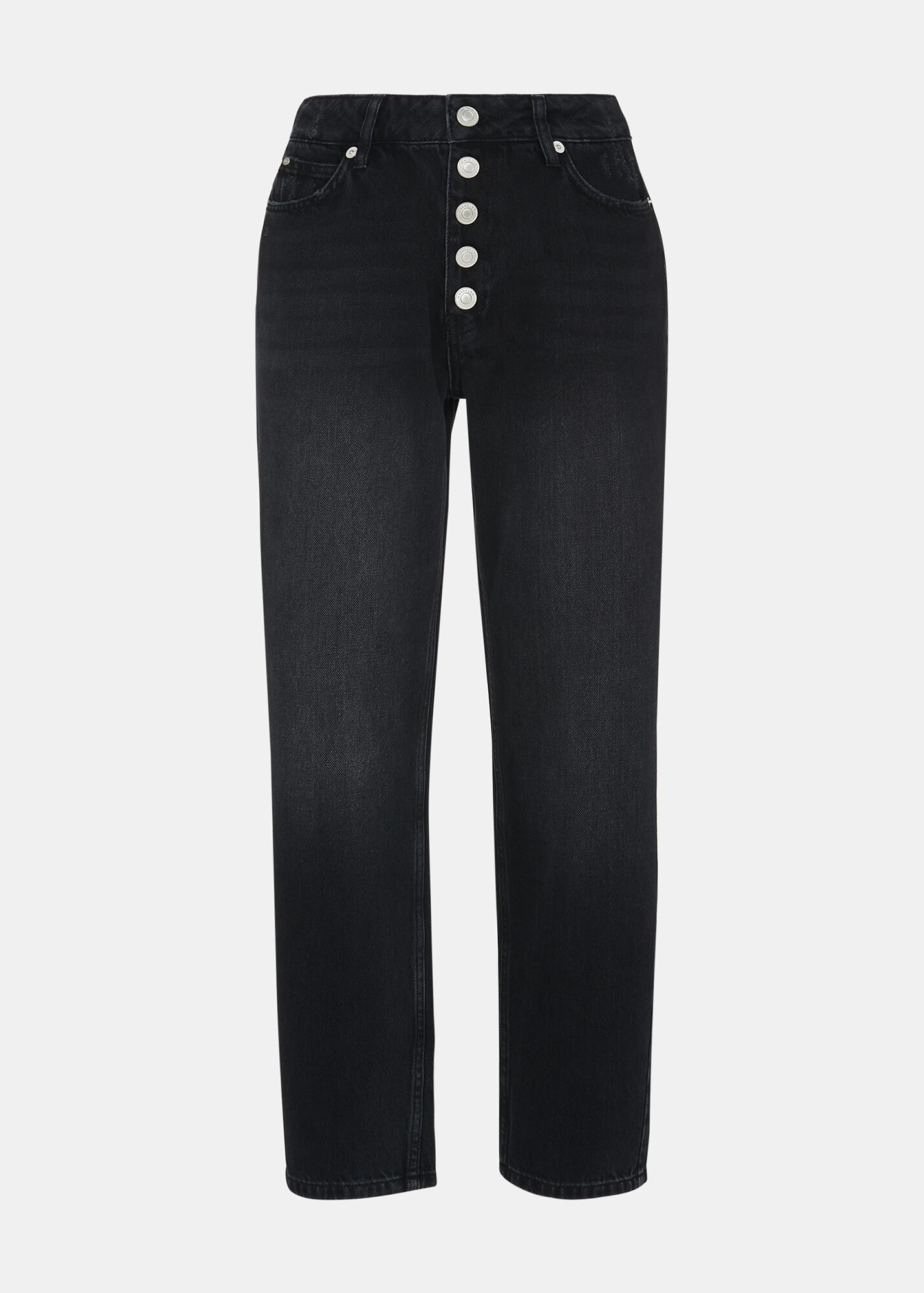 Black Straight Leg Button Fly Jeans Whistles