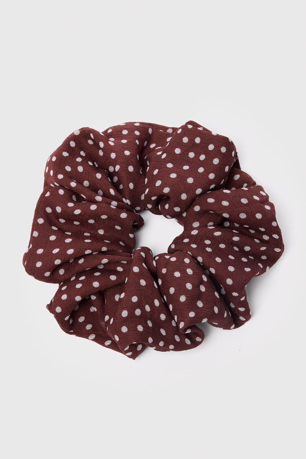 Brown Polka Dot Scrunchie