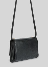 Eleni Lizard Crossbody Bag Black