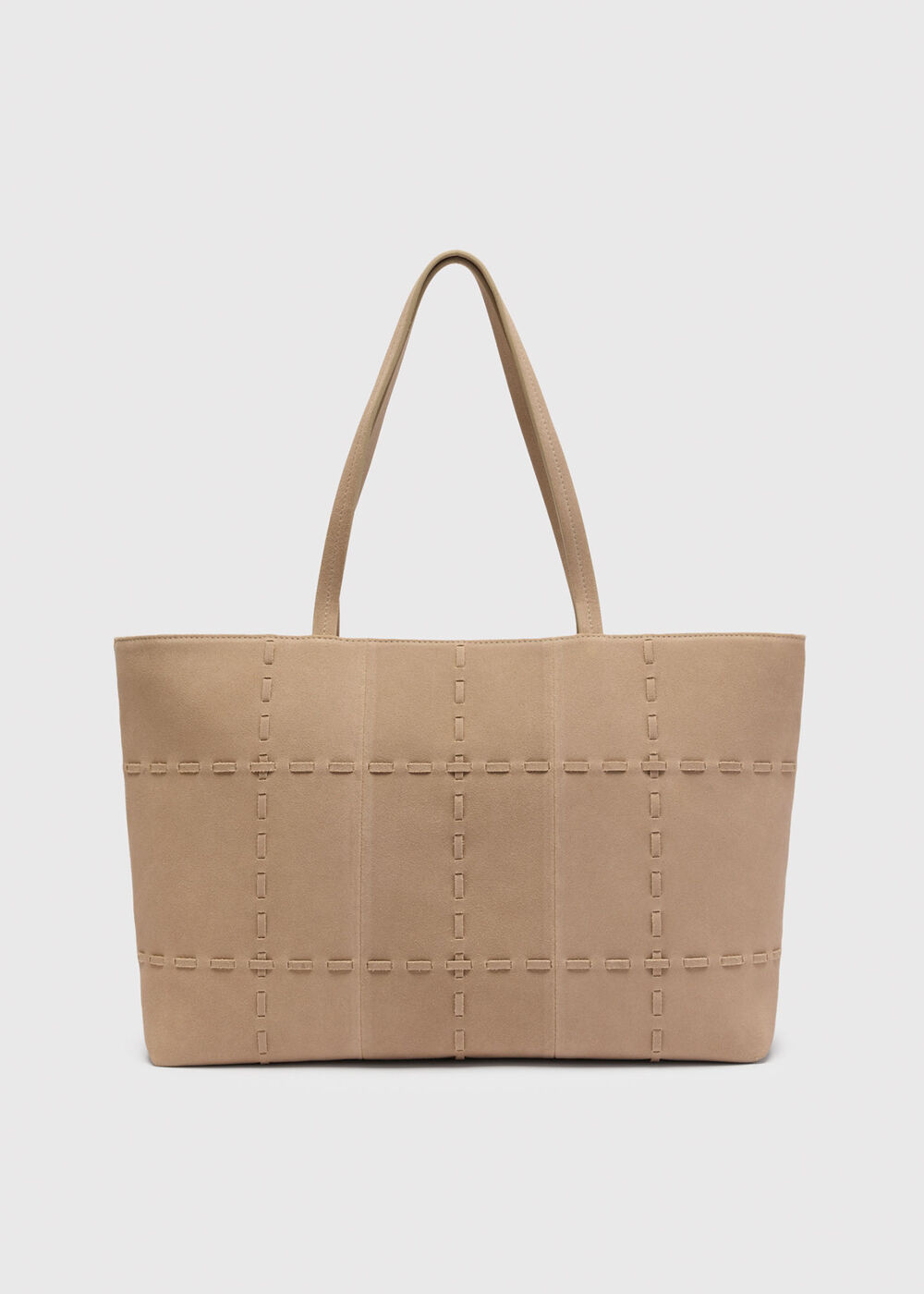 Suede Whipstitch Tote Bag