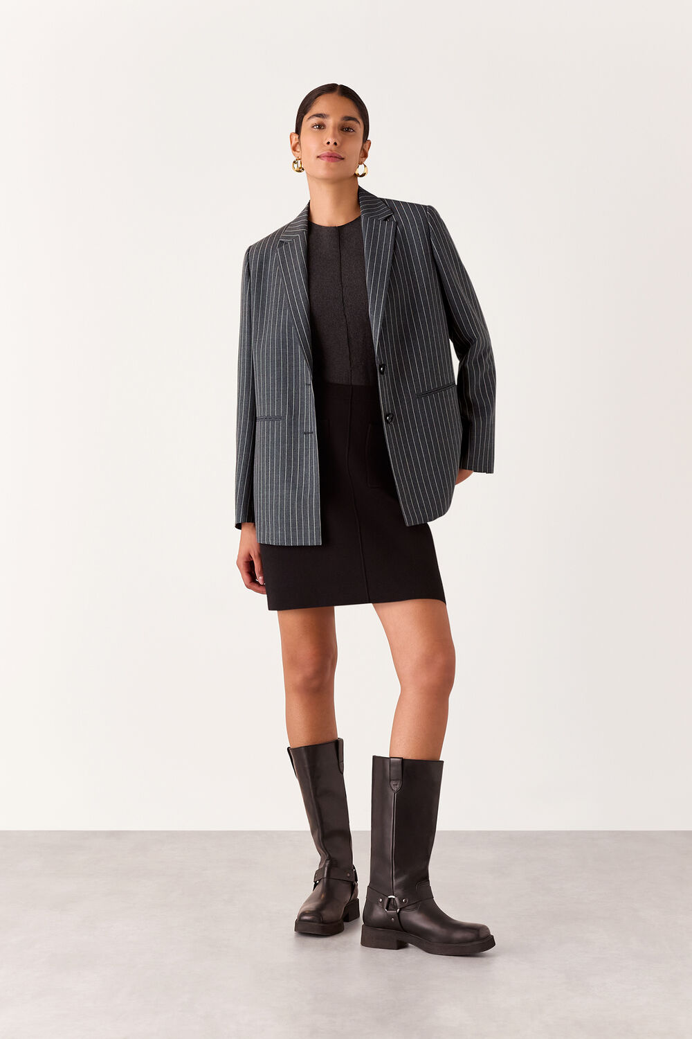 Isla Pinstripe Wool Blazer