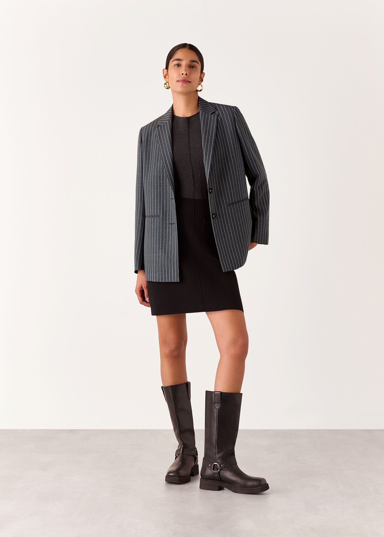 Isla Pinstripe Wool Blazer