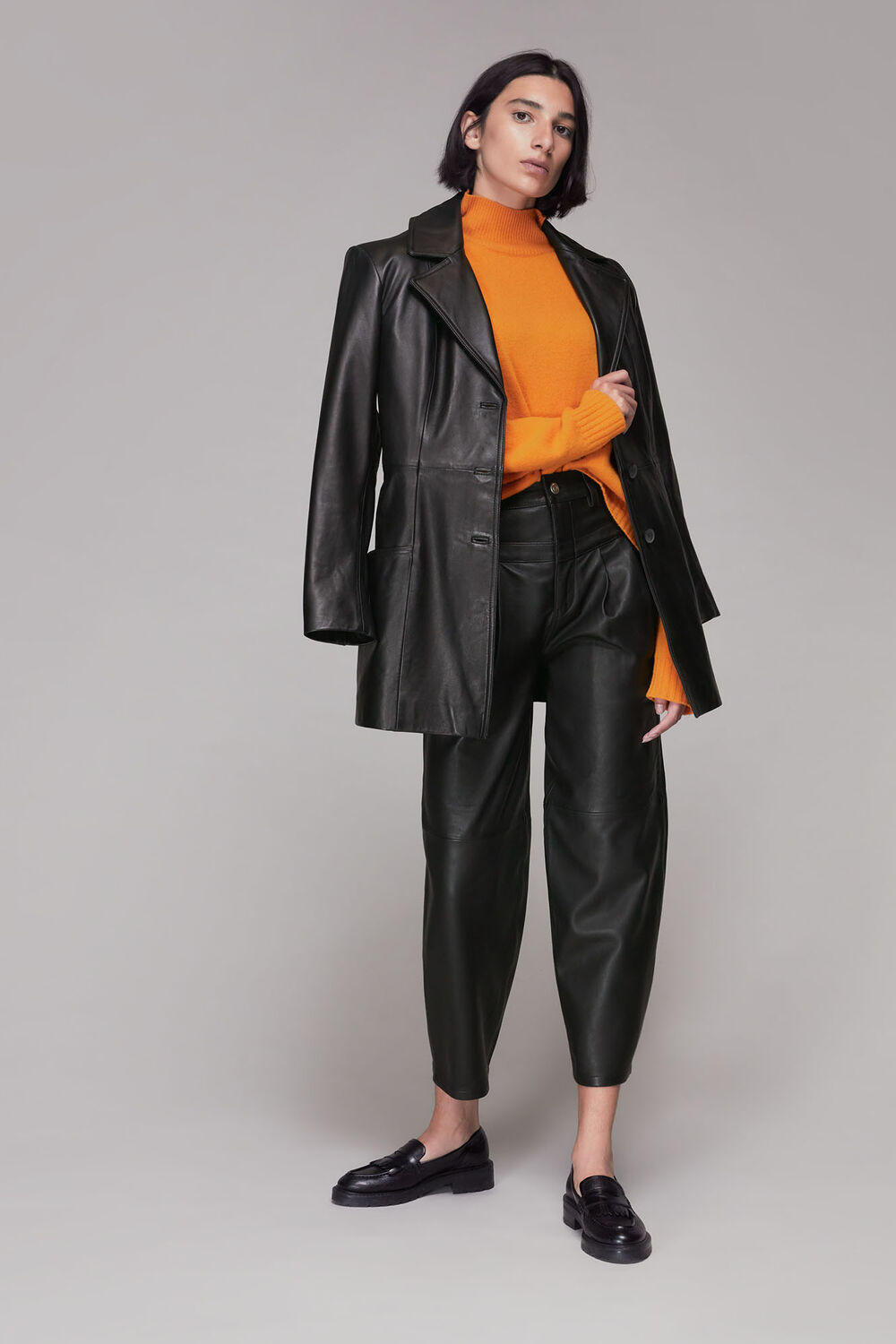 India Leather Pleat Trouser