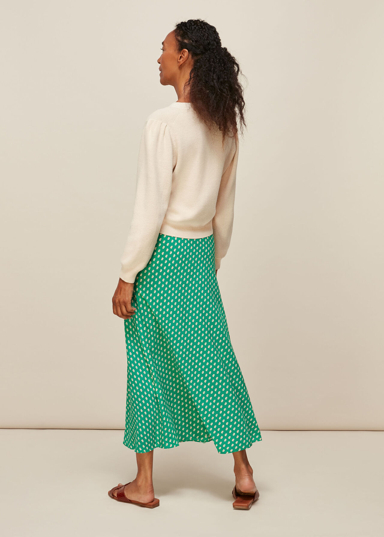 Elephant Print Bias Cut Skirt Green/Multi