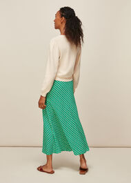 Elephant Print Bias Cut Skirt Green/Multi