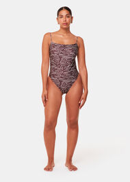 The Longing Wave Print Open-Back Swimsuit