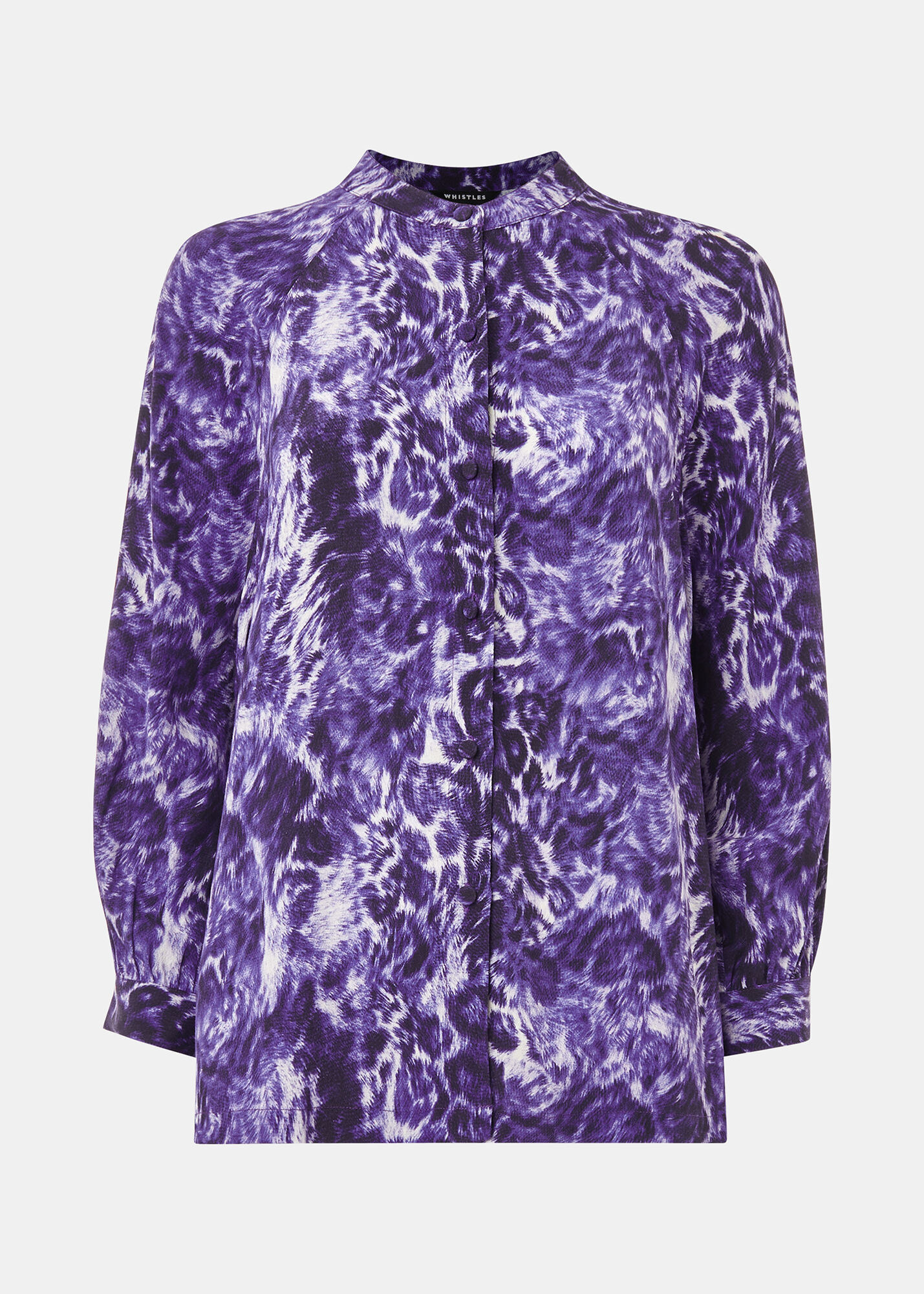 ウィッスルズ WHISTLES Glossy Leopard Raglan Shirt （Purple/Multi） Purple/Multi Glossy Leopard Raglan Shirt | WHISTLES