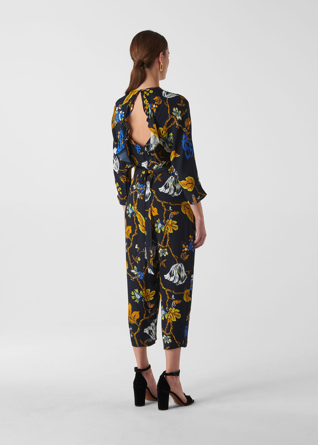 Scarf Print Jumpsuit Black/Multi