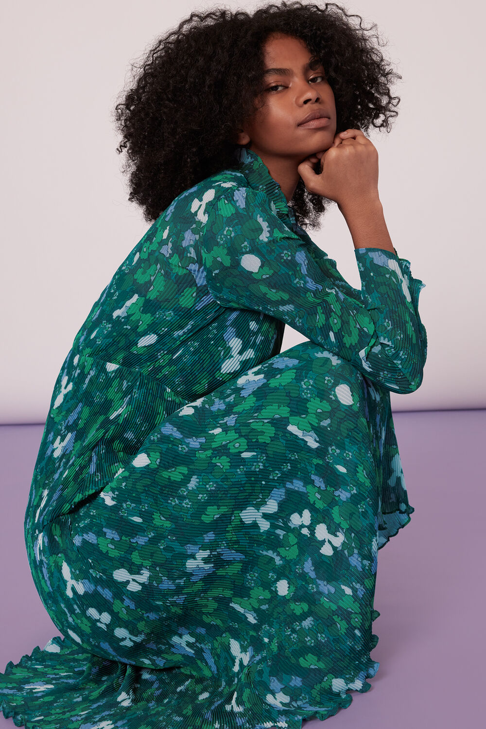 Kaleidoscope Plisse Midi Dress