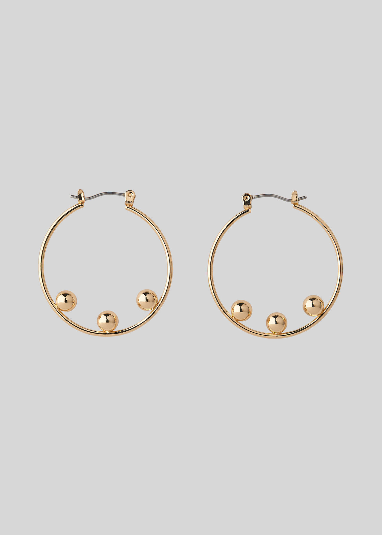 Triple Sphere Hoop Earring Gold